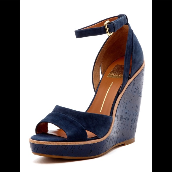 DOLCE VITA Paiva Navy Suede Wedge Heels - Picture 2 of 16